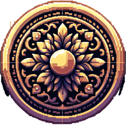 Coin.
Single Game Texture. In-Game asset. 2d. Blank background. High contrast. No shadows.