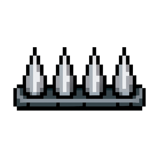 tira de puas hecho con pixeles.
In-Game asset.  2d.  High contrast.  No shadows