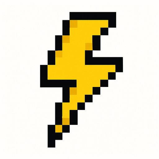 Una particular de rayo pixeleada.
In-Game asset.  2d.  High contrast.  No shadows