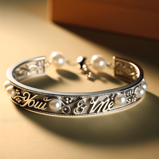 joli bracelet en argent avec "You & Me" gravé dessus ou en perles