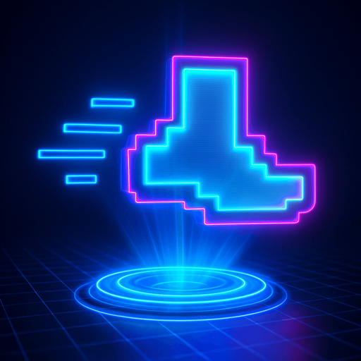 Neon cyberpunk hologram foot icon 3d projection