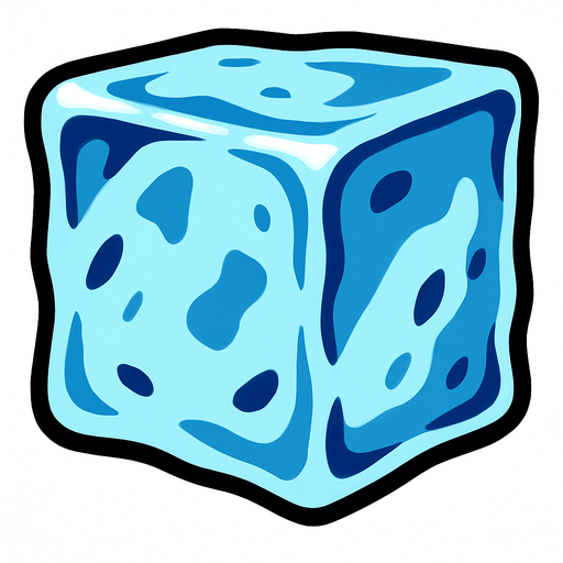 Ice cube seen from the front.
In-Game asset.  2d.  High contrast.  No shadows