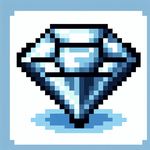 A diamond. Pixel art..
Single Game Texture.  In-Game asset.  2d.  Blank background.  High contrast.  No shadows