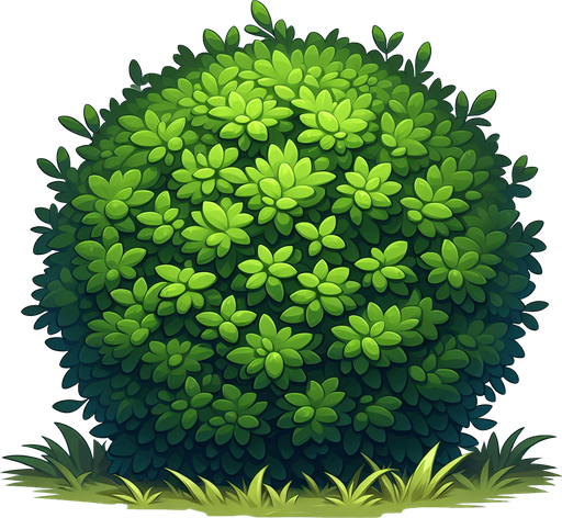 bush.
Single Game Texture.  In-Game asset.  2d.  Blank background.  High contrast.  No shadows
