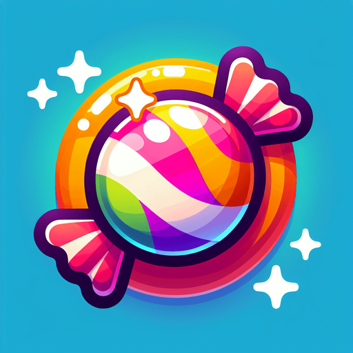 sweet candy.
Single Game Texture. In-Game asset. 2d. Blank background. High contrast. No shadows.
