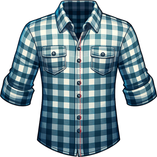 Plaid button up shirt.
Single Game Texture.  In-Game asset.  2d.  Blank background.  High contrast.  No shadows