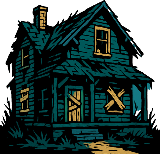 Terk edilmiş ev.
In-Game asset.  2d.  High contrast.  No shadows