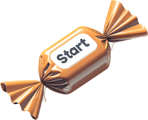 caramella con scritta start.
Single Game Texture. In-Game asset. 2d. Blank background. High contrast. No shadows.