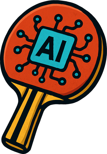 Raquette de ping pong ia.
In-Game asset.  2d.  High contrast.  No shadows