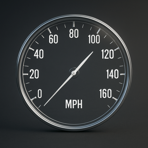 Transparent speedometer without hourhand, white numbers, Front view