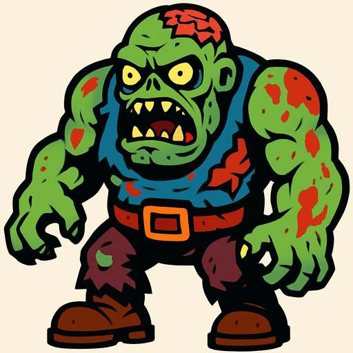 boss zombie.
In-Game asset.  2d.  High contrast.  No shadows