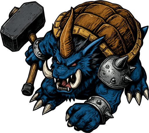 Zudomon, visto desde arriba, calidad y detalles altamente épicos, fidelidad al concepto original
In-Game asset.  2d.  High contrast.  No shadows