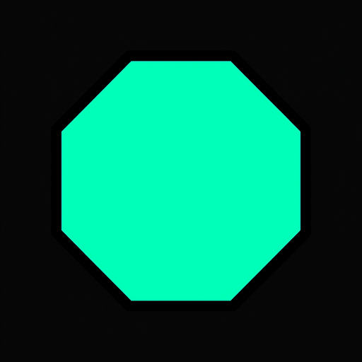 Octagon, #00ffaa, Shape, Simple, Vector.
In-Game asset.  2d.  High contrast.  No shadows