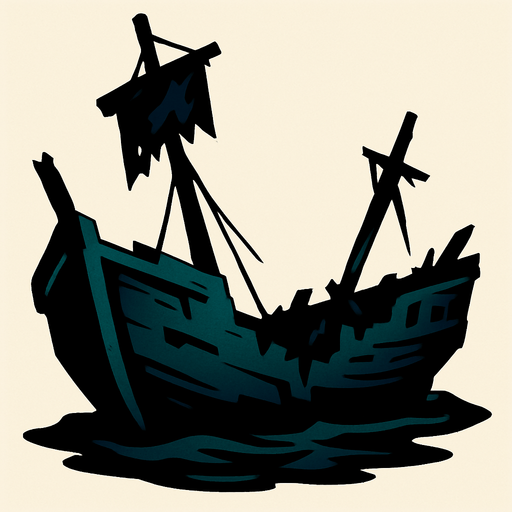 Broken ship.
In-Game asset.  2d.  High contrast.  No shadows