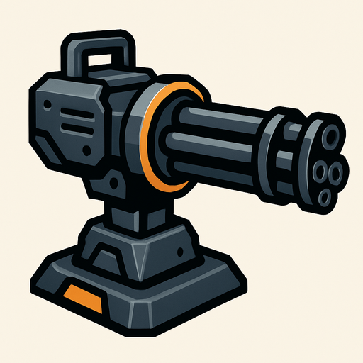 Minigun turret.
In-Game asset.  2d.  High contrast.  No shadows