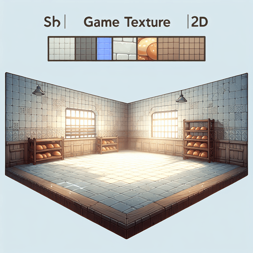 interieure de patiserie vide avec uniquement le sol et les murs.
Single Game Texture. In-Game asset. 2d. Blank background. High contrast. No shadows.