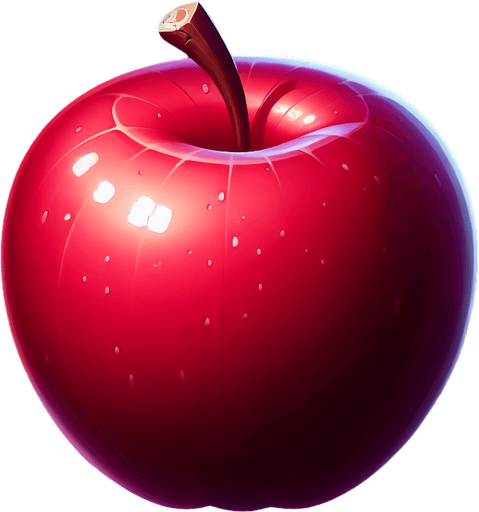 Apple.
Single Game Texture. In-Game asset. 2d. Blank background. High contrast. No shadows.