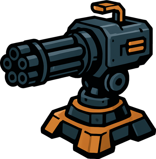 Minigun turret.
In-Game asset.  2d.  High contrast.  No shadows