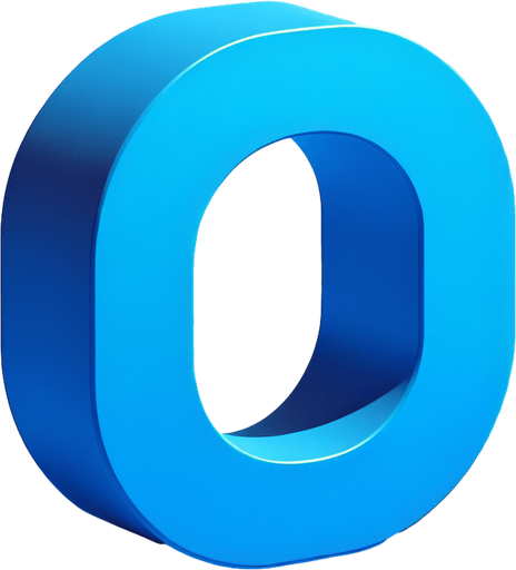 A large letter 'O' as in tic tac toe, coloured blue.
Single Game Texture.  In-Game asset.  2d.  Blank background.  High contrast.  No shadows