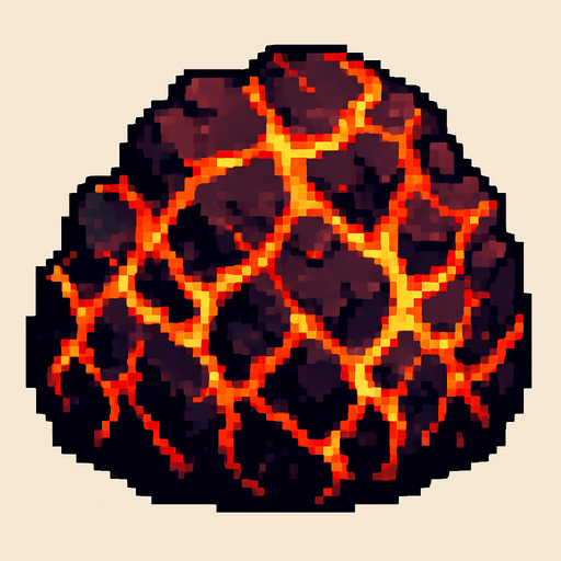 roca magma.
In-Game asset.  2d.  High contrast.  No shadows. pixelart