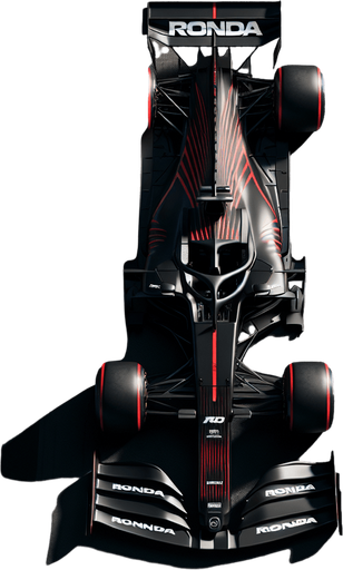 Black McLaren MP4-29 F1 RACE CAR with red lines and white,,RONDA"text. TOP VIEW..
Single Game Texture. In-Game asset. 2d. Blank background. High contrast. No shadows.