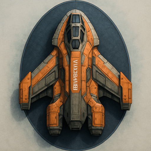 Shielded Vanguard spaceship top view.