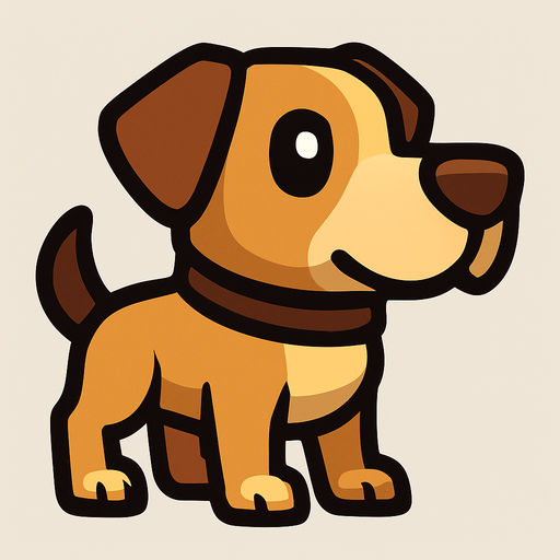 Create a dog.
In-Game asset.  High contrast.  No shadows