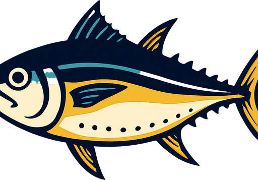 horizontal image sea ​​tuna.
In-Game asset.  2d.  High contrast.  No shadows