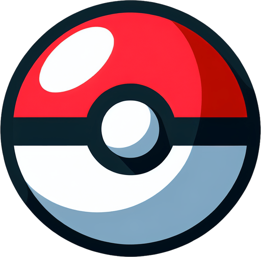 pokemon ball.
Single Game Texture. In-Game asset. 2d. Blank background. High contrast. No shadows.