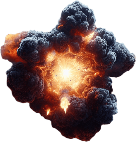 explosion from top.
zenith view