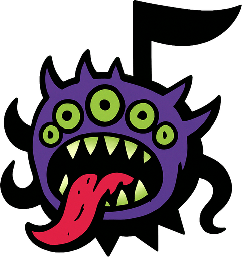 MÜZİK NOTASI ŞEKLİNDE BİR UZAYLI CANAVAR BOSS ÇİZ AYAKSIZ.
In-Game asset.  2d.  High contrast.  No shadows