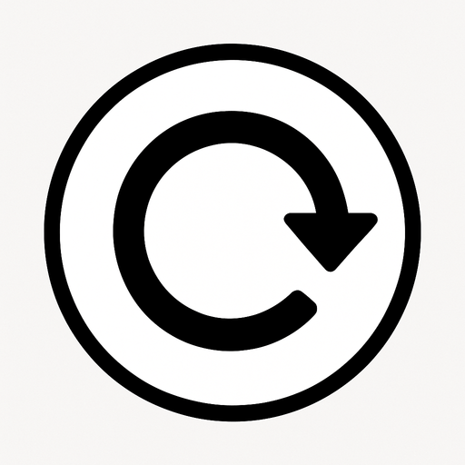 white restart button but no have text.
In-Game asset.  2d.  High contrast.  No shadows