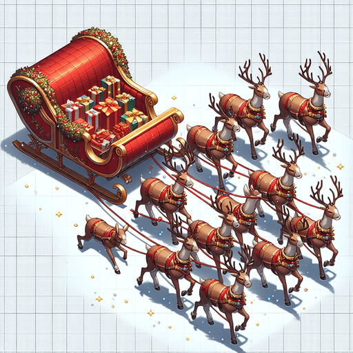 Santa's sleigh with a team of reindeer moving across a star light sky. Single Game Texture. In-Game asset. 2d. Blank background. High contrast. No shadows..
Single Game Texture. In-Game asset. 2d. Blank background. High contrast. No shadows.