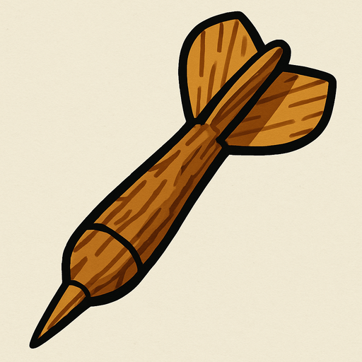 Wooden dart
In-Game asset.  2d.  High contrast.  No shadows. Topdown