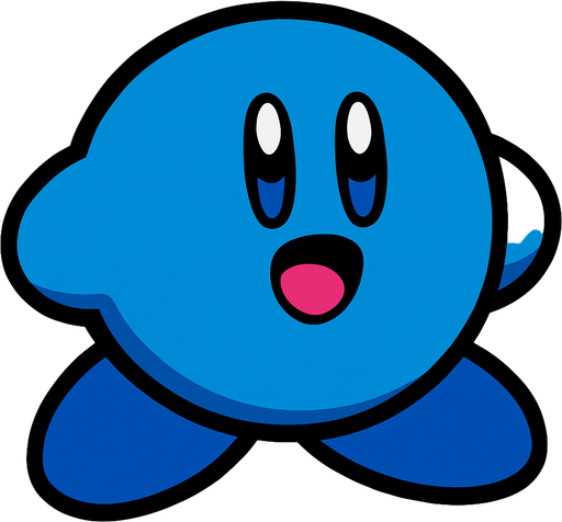 Blue kirby.
In-Game asset.  2d.  High contrast.  No shadows