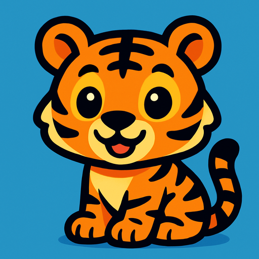 Cute tiger.
In-Game asset.  2d.  High contrast.  No shadows