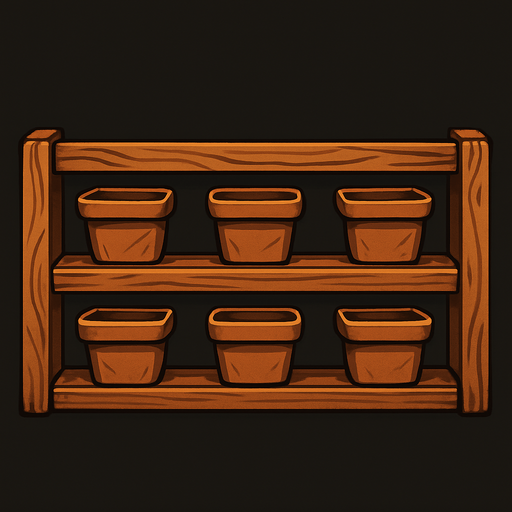 1700 x 110 piksel boyutlarında tahta boş çiçek rafı.
In-Game asset.  2d.  High contrast.  No shadows