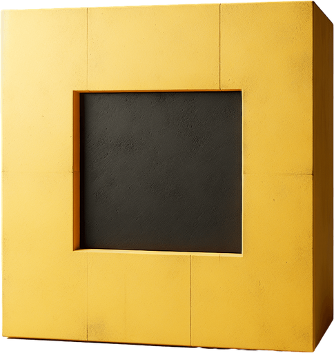 the surface is yellow, concrete with a black square in the center.
Single Game Texture. In-Game asset. 2d. Blank background. High contrast. No shadows.