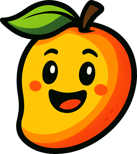 Mango with face.
In-Game asset.  2d.  High contrast.  No shadows