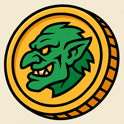 Troll coin.
In-Game asset.  2d.  High contrast.  No shadows