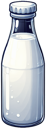 A bottle of milk.
Single Game Texture. In-Game asset. 2d. Blank background. High contrast. No shadows.