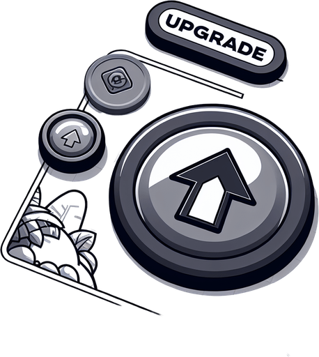 Upgrade button.
Single Game Texture.  In-Game asset.  2d.  Blank background.  High contrast.  No shadows