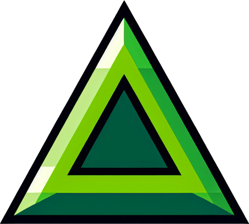Green equilateral triangle, fills the entire picture space in width and height

Single Game Texture. In-Game asset. 2d. Blank background. High contrast. No shadows.