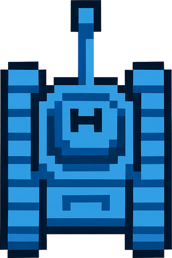 blue tank pixel art top down.
In-Game asset.  2d.  High contrast.  No shadows