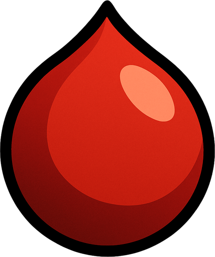 A round drop of blood.
In-Game asset.  2d.  High contrast.  No shadows