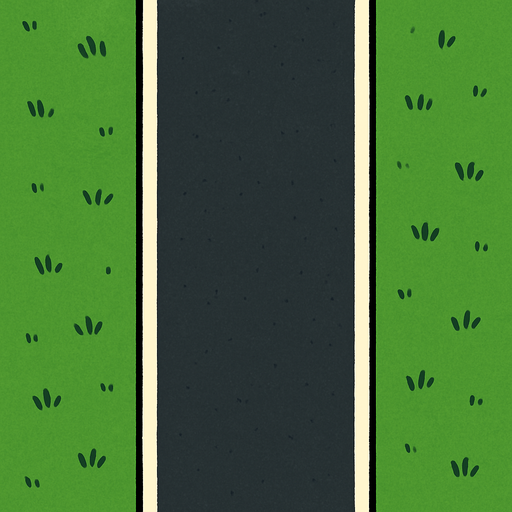 Tam olarak yukaridan gorunen seritsiz duz bir yol.
In-Game asset.  2d.  High contrast.  No shadows