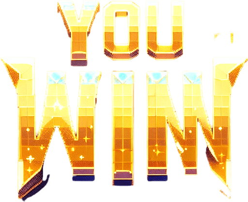 "You Win" written in glittering holy golden light..
Single Game Texture. In-Game asset. 2d. Blank background. High contrast. No shadows.