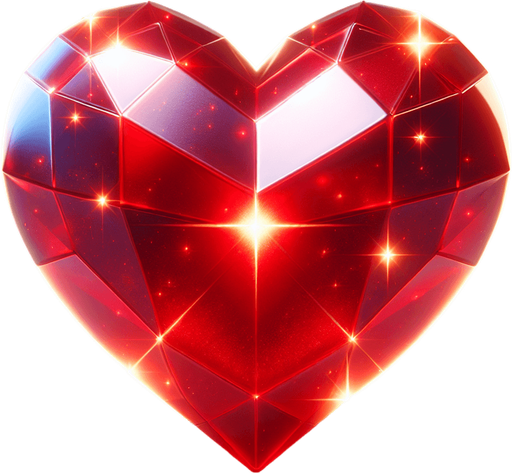 red shining heart symbol.
Single Game Texture.  In-Game asset.  2d.  Blank background.  High contrast.  No shadows