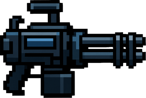 Let there be a mini machine gun and let this gun be pixel shaped.
In-Game asset.  2d.  High contrast.  No shadows