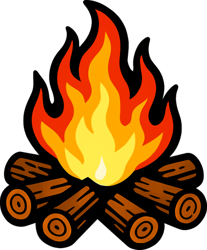 a campfire.
In-Game asset.  2d.  High contrast.  No shadows
